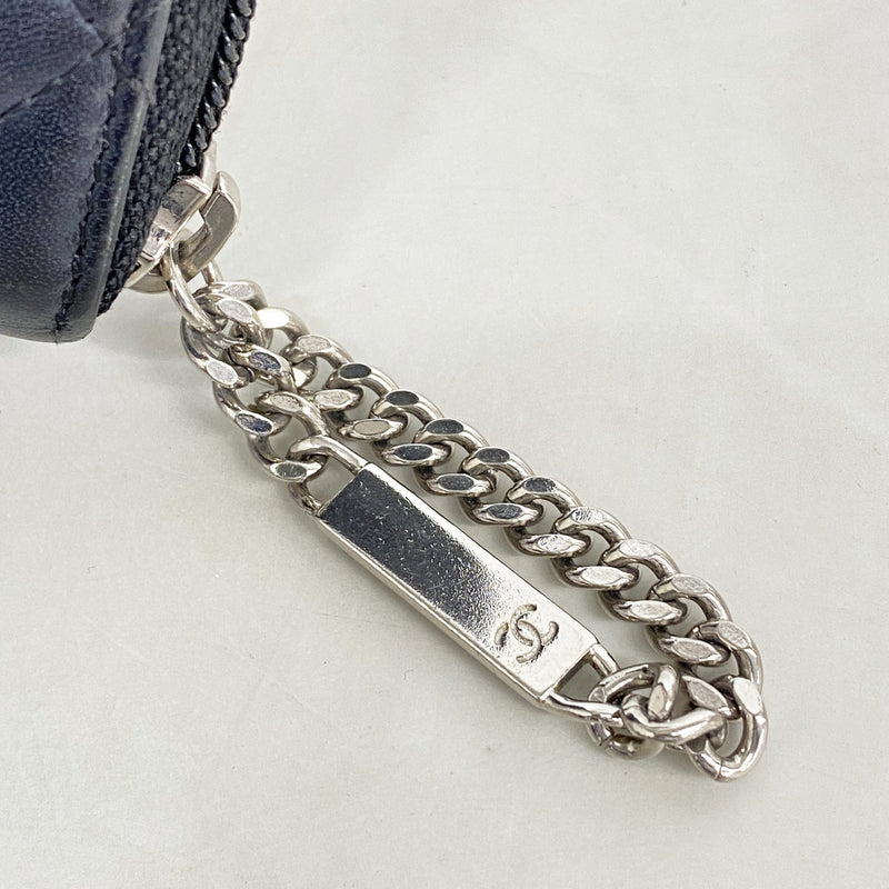 【6kd5012】シャネル 長財布 カンボン ラムスキン ブラック シルバー金具【中古】レディース