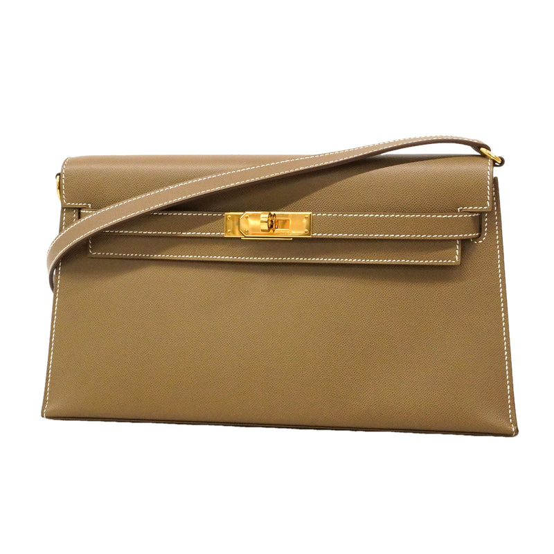 【6kd5018】エルメス ショルダーバッグ ケリーエラン マダム エトゥープ ゴールド金具 W刻印【中古】レディース