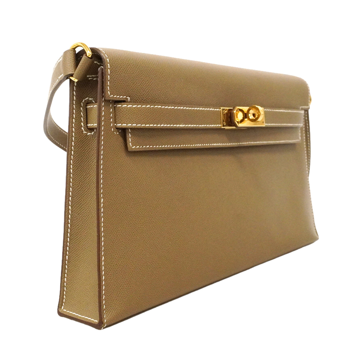 【6kd5018】エルメス ショルダーバッグ ケリーエラン マダム エトゥープ ゴールド金具 W刻印【中古】レディース