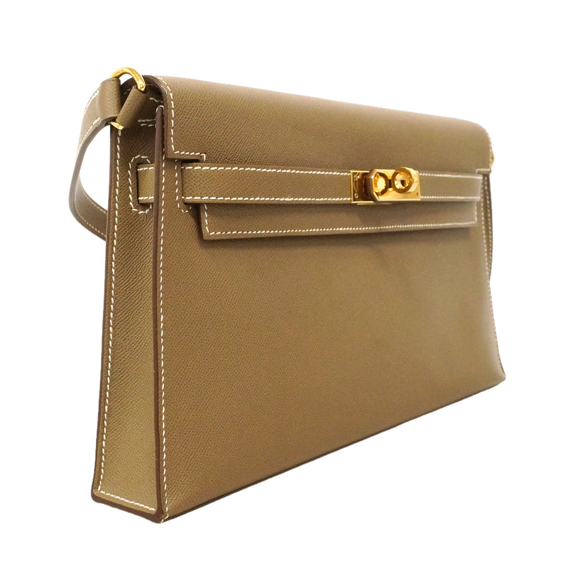【6kd5018】エルメス ショルダーバッグ ケリーエラン マダム エトゥープ ゴールド金具 W刻印【中古】レディース
