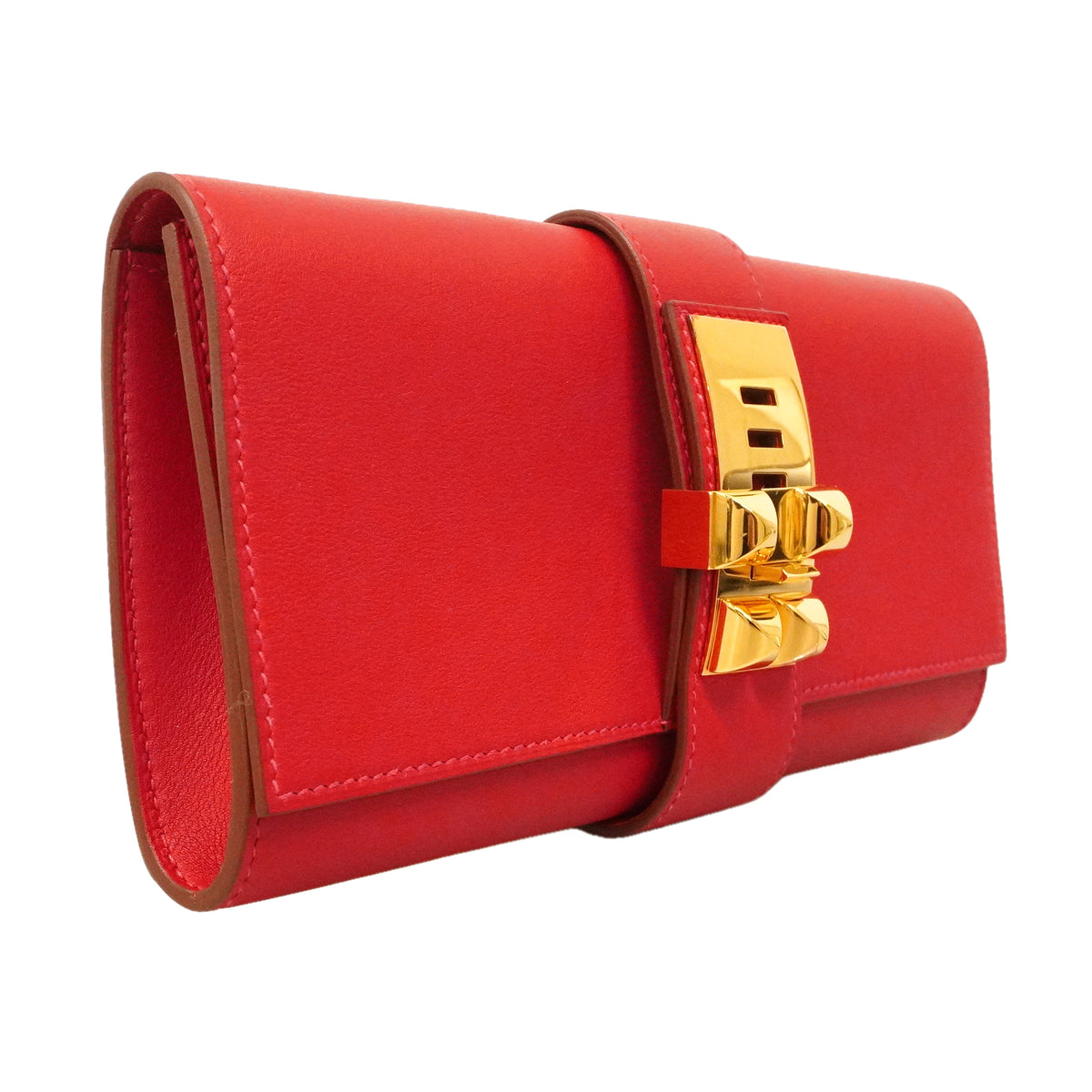 【6kd5019】エルメス クラッチバッグ メドール23 スイフト ルージュヴィフ ゴールド金具 X刻印【中古】レディース