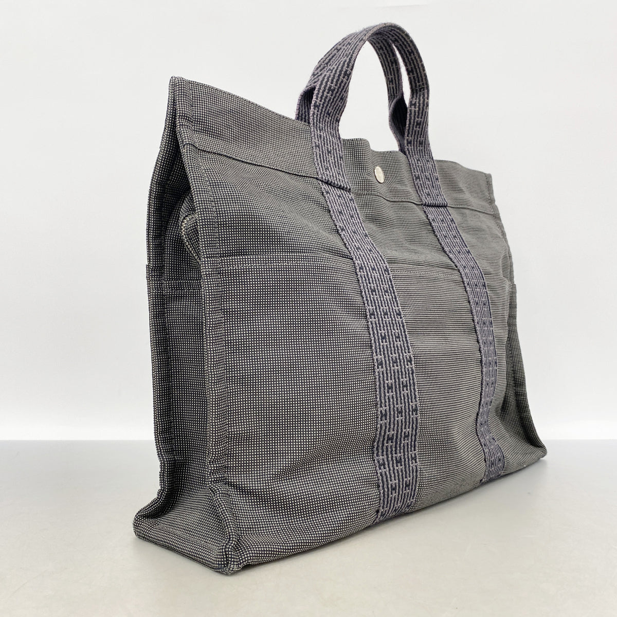 【6ke5038】エルメス トートバッグ エールラインMM ナイロン グレー シルバー金具【中古】メンズ レディース ユニセックス