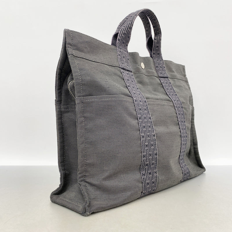 【6ke5038】エルメス トートバッグ エールラインMM ナイロン グレー シルバー金具【中古】メンズ レディース ユニセックス