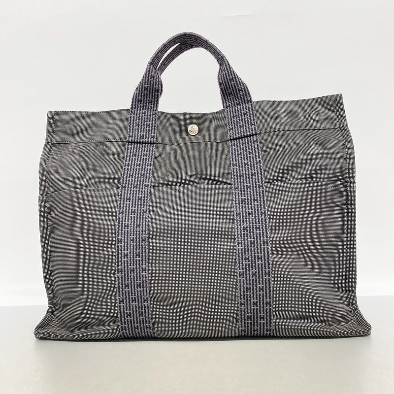 【6ke5038】エルメス トートバッグ エールラインMM ナイロン グレー シルバー金具【中古】メンズ レディース ユニセックス