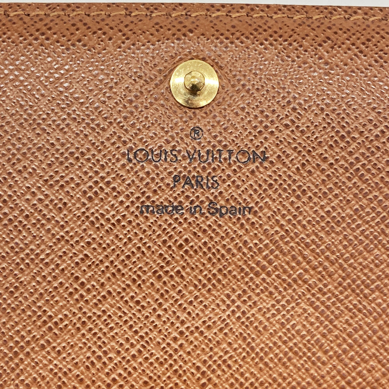 【6ke5044】ルイヴィトン 財布 モノグラム ポルトモネビエトレゾール M61730 ブラウン【中古】レディース