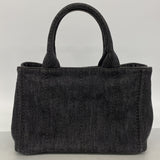 【6ke5055】プラダ ハンドバッグ カナパ デニム ブラック ゴールド金具 2wayバッグ【中古】レディース