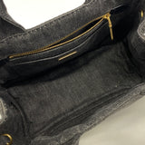 【6ke5055】プラダ ハンドバッグ カナパ デニム ブラック ゴールド金具 2wayバッグ【中古】レディース