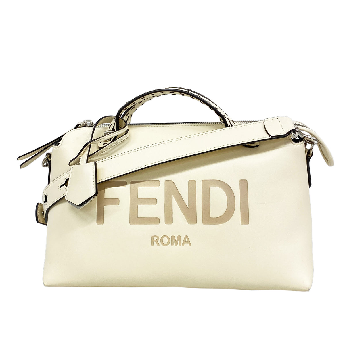 【6ke5075】フェンディ ハンドバッグ バイザウェイ レザー アイボリー シルバー金具 2wayバッグ【中古】レディース