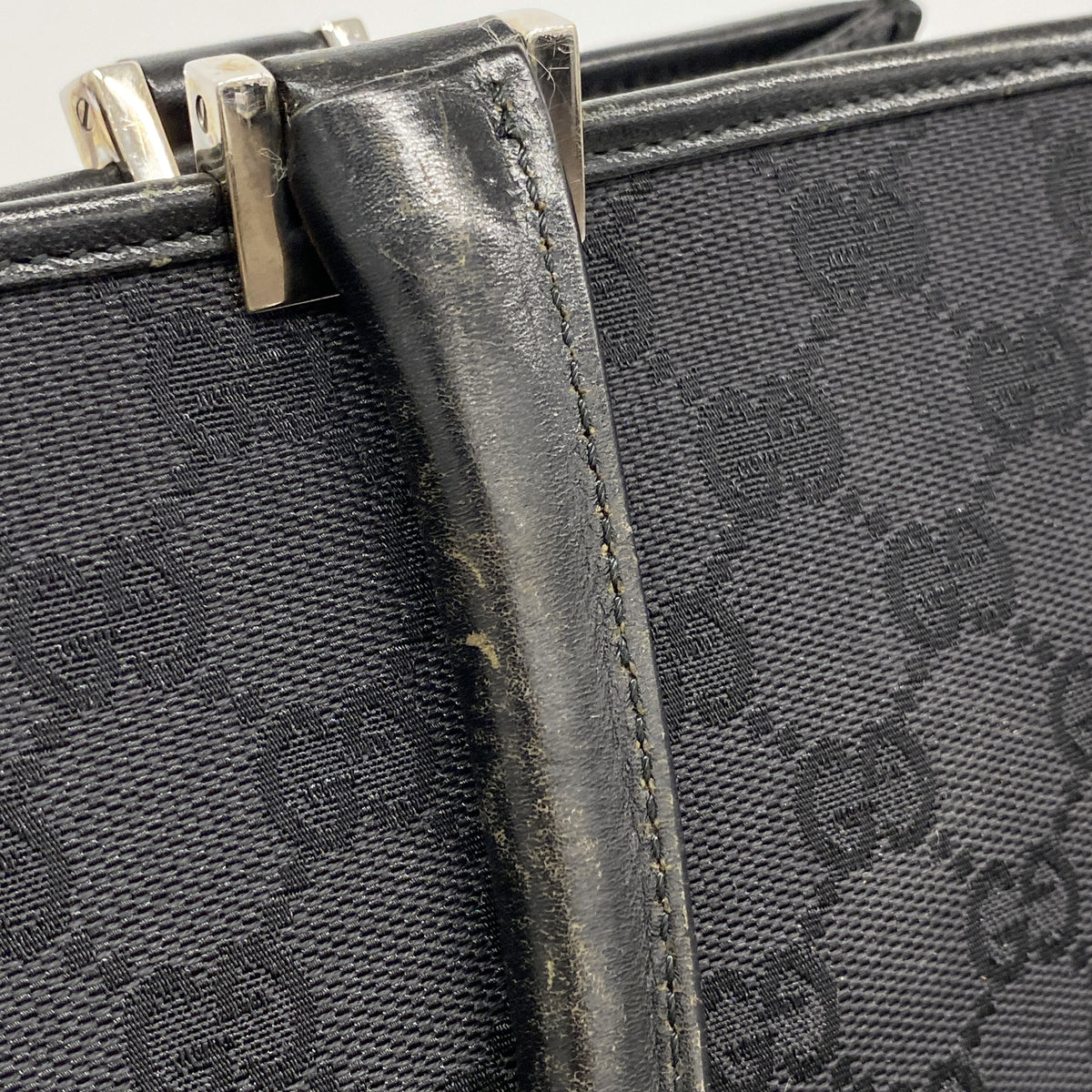 【6ke5076】グッチ ハンドバッグ GGキャンバス/ジャッキー 002 1064 キャンバス ブラック シルバー金具【中古】レディース