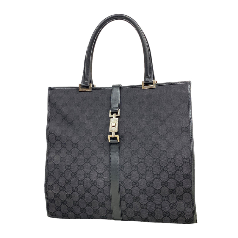 【6ke5076】グッチ ハンドバッグ GGキャンバス/ジャッキー 002 1064 キャンバス ブラック シルバー金具【中古】レディース