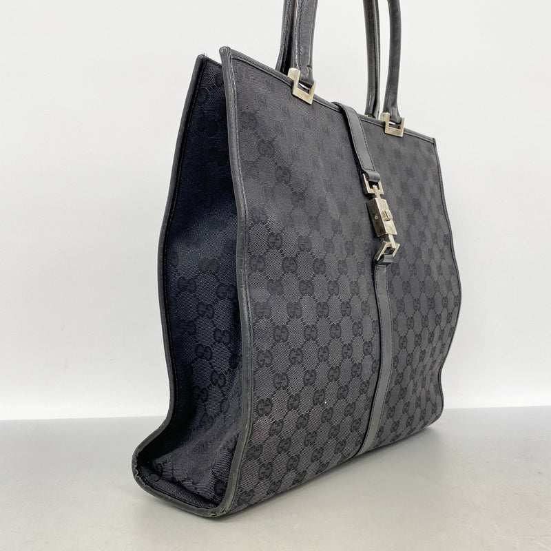 【6ke5076】グッチ ハンドバッグ GGキャンバス/ジャッキー 002 1064 キャンバス ブラック シルバー金具【中古】レディース