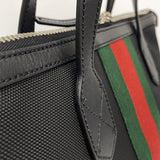 【6ke5114】グッチ ハンドバッグ シェリーライン 630923 ナイロン ブラック シルバー金具 2wayバッグ【中古】レディース