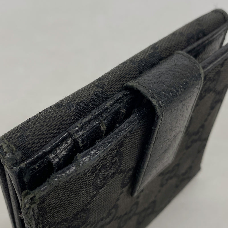【6ke5116】グッチ 財布 GGキャンバス 112664 キャンバス ブラック シルバー金具【中古】レディース