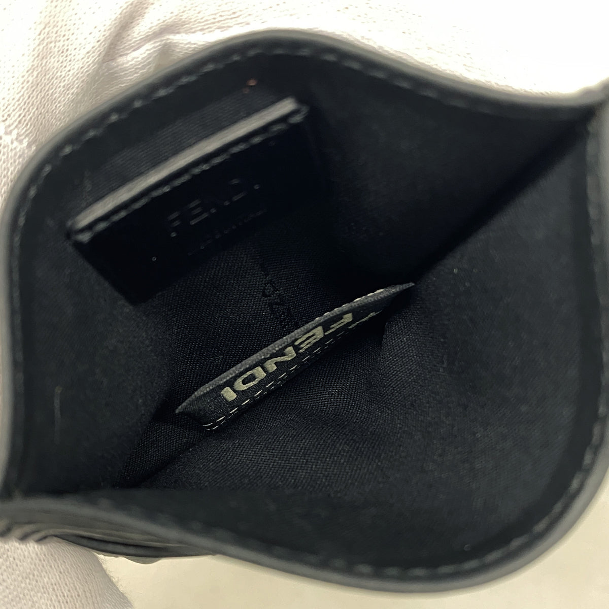 【6ke5117】フェンディ カードケース モンスター レザー ブラック シルバー金具【中古】メンズ レディース ユニセックス