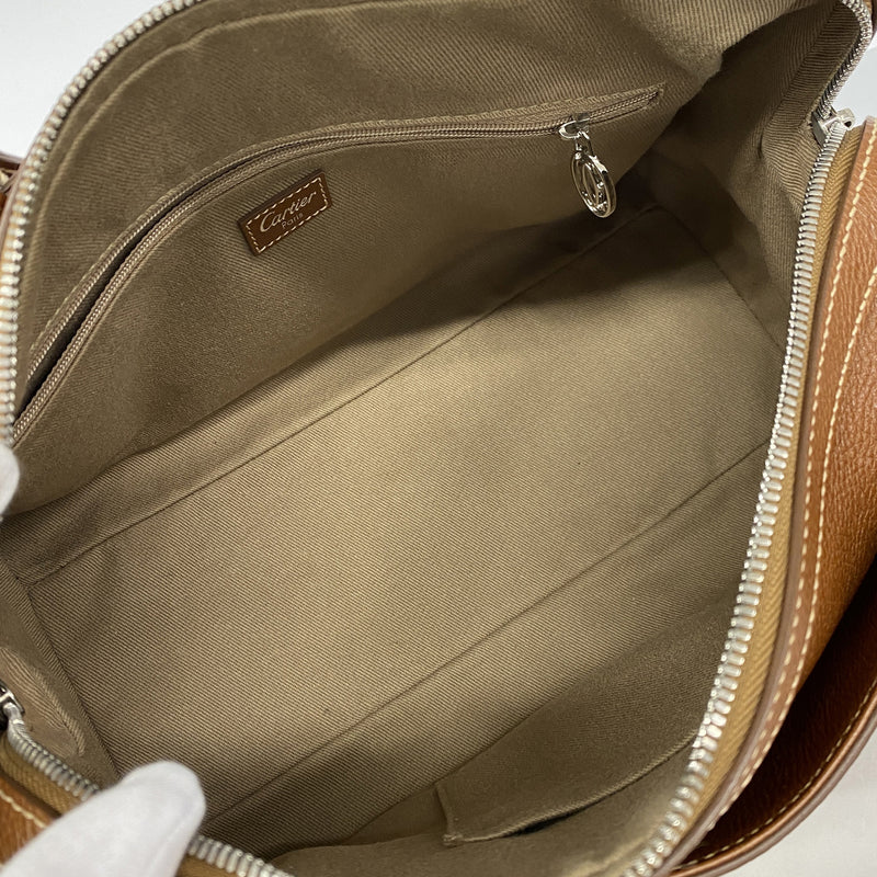 【6ke5155】カルティエ ハンドバッグ マルチェロ レザー ブラウン シルバー金具 2wayバッグ【中古】レディース