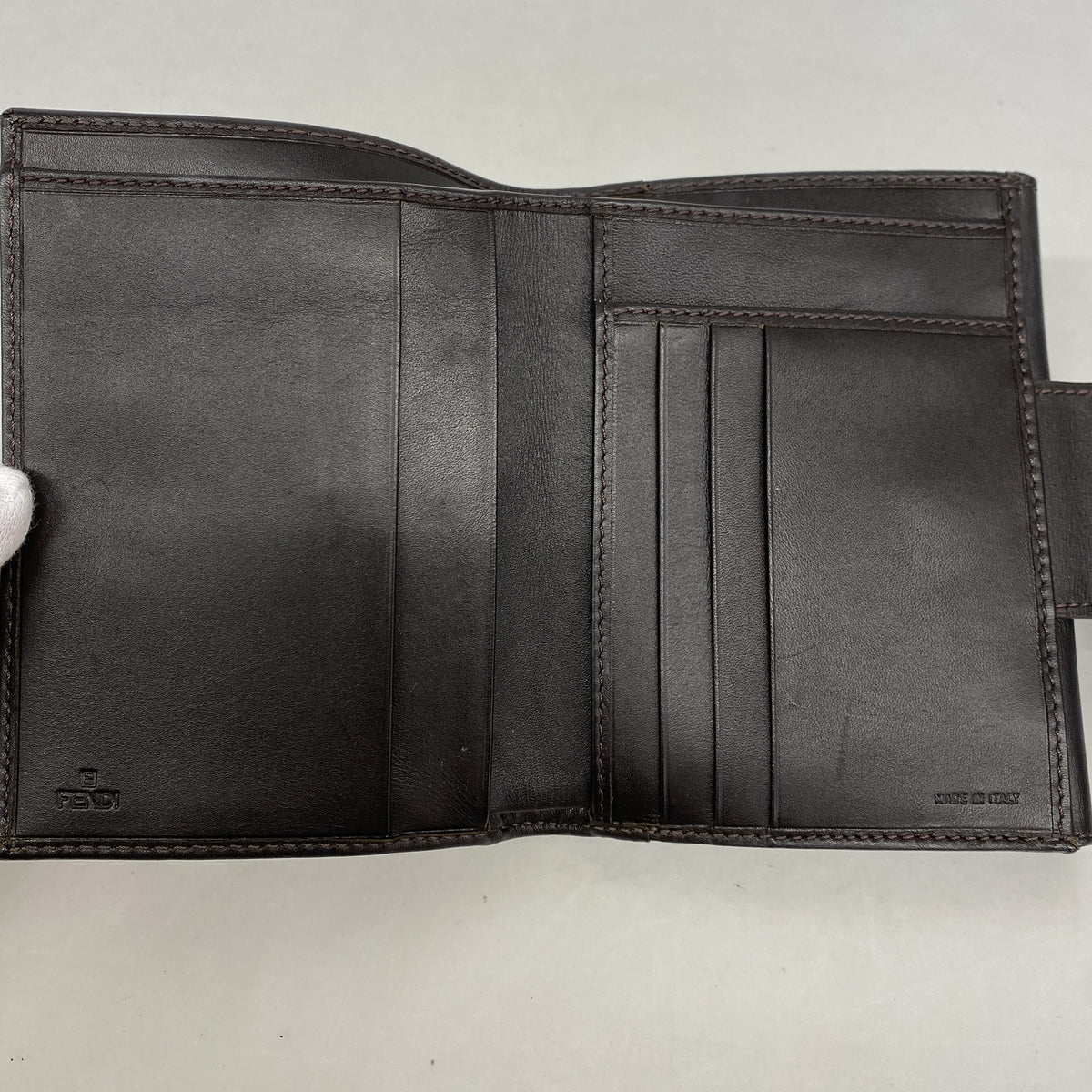 【6ke5158】フェンディ 財布 ズッキーノ ナイロンキャンバス ブラウン シルバー金具【中古】レディース