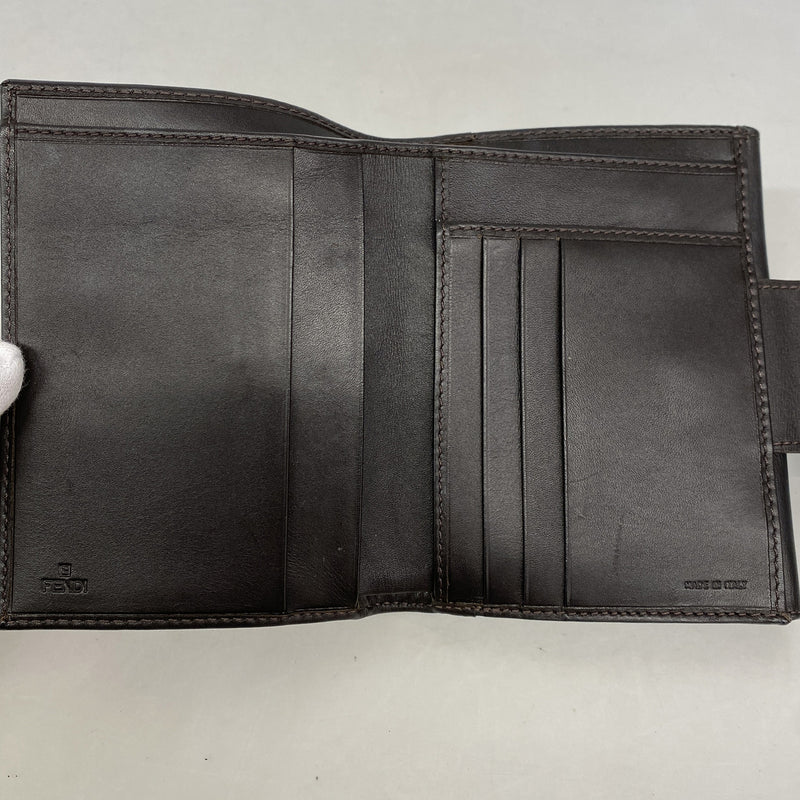 【6ke5158】フェンディ 財布 ズッキーノ ナイロンキャンバス ブラウン シルバー金具【中古】レディース