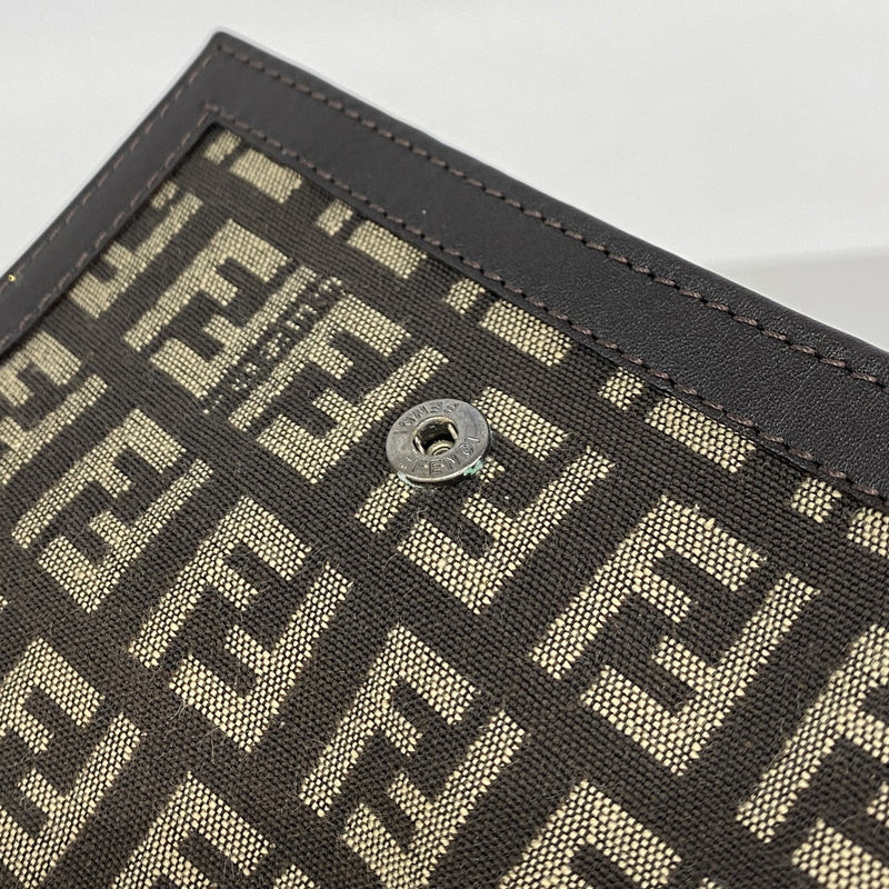 【6ke5158】フェンディ 財布 ズッキーノ ナイロンキャンバス ブラウン シルバー金具【中古】レディース