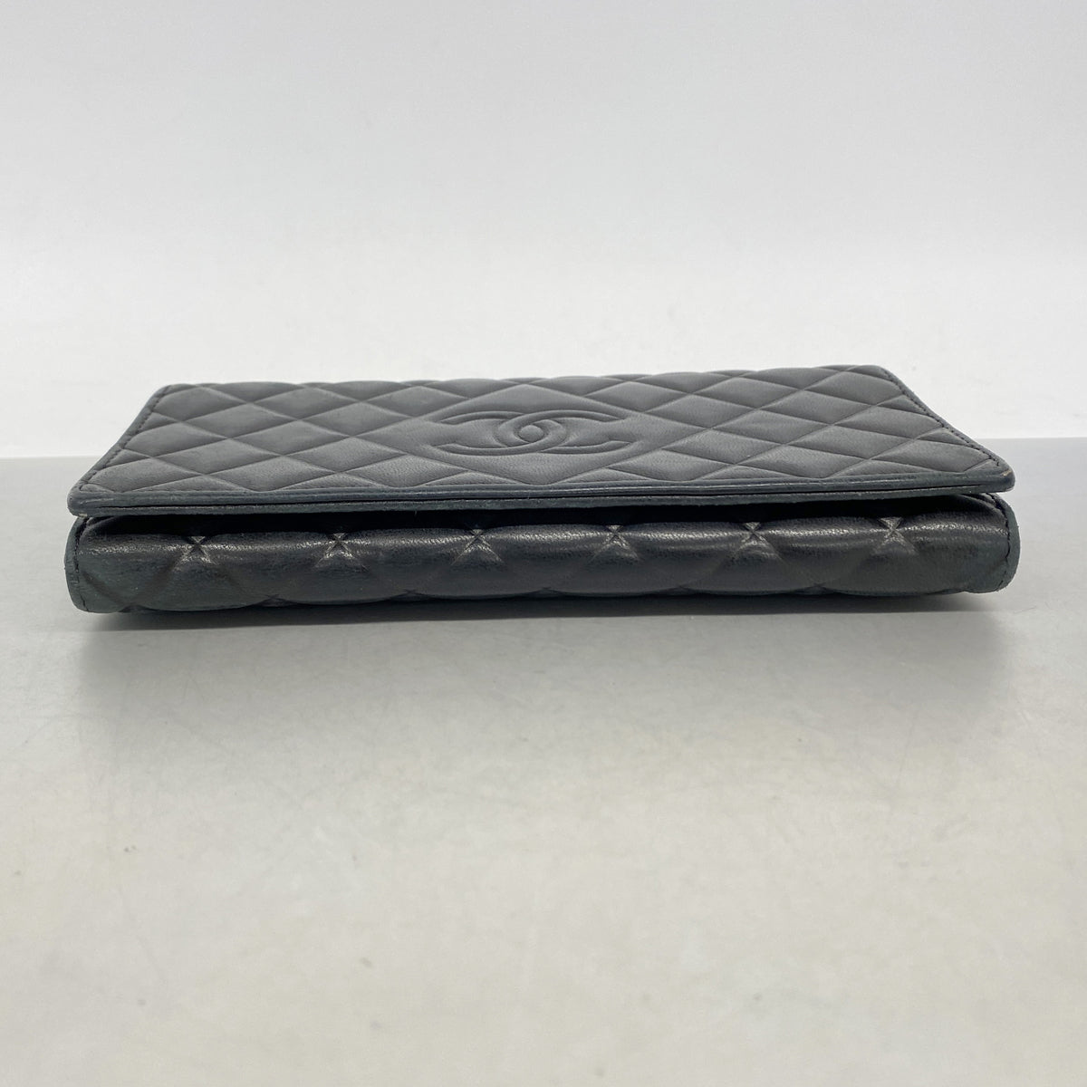 【6ke5159】シャネル 長財布 マトラッセ ラムスキン ブラック シルバー金具【中古】レディース