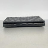 【6ke5159】シャネル 長財布 マトラッセ ラムスキン ブラック シルバー金具【中古】レディース