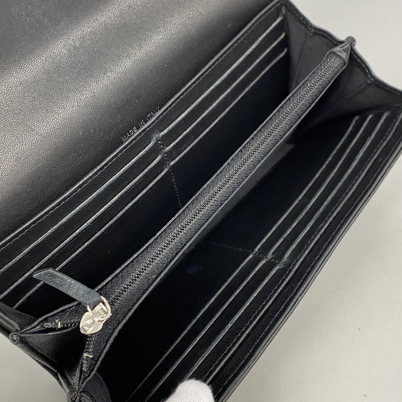 【6ke5159】シャネル 長財布 マトラッセ ラムスキン ブラック シルバー金具【中古】レディース