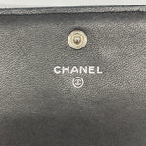 【6ke5159】シャネル 長財布 マトラッセ ラムスキン ブラック シルバー金具【中古】レディース