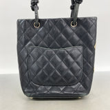 【6ke5166】シャネル ハンドバッグ カンボン ラムスキン ブラック シルバー金具【中古】レディース