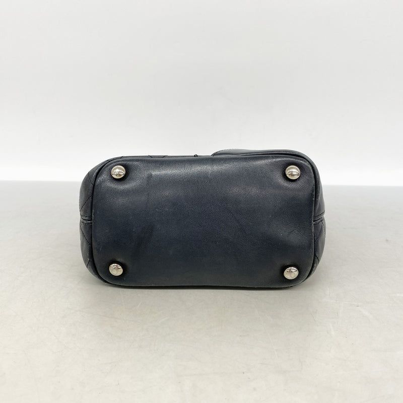【6ke5166】シャネル ハンドバッグ カンボン ラムスキン ブラック シルバー金具【中古】レディース