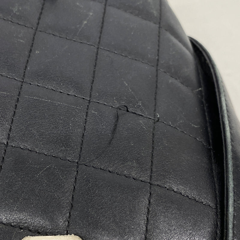 【6ke5166】シャネル ハンドバッグ カンボン ラムスキン ブラック シルバー金具【中古】レディース
