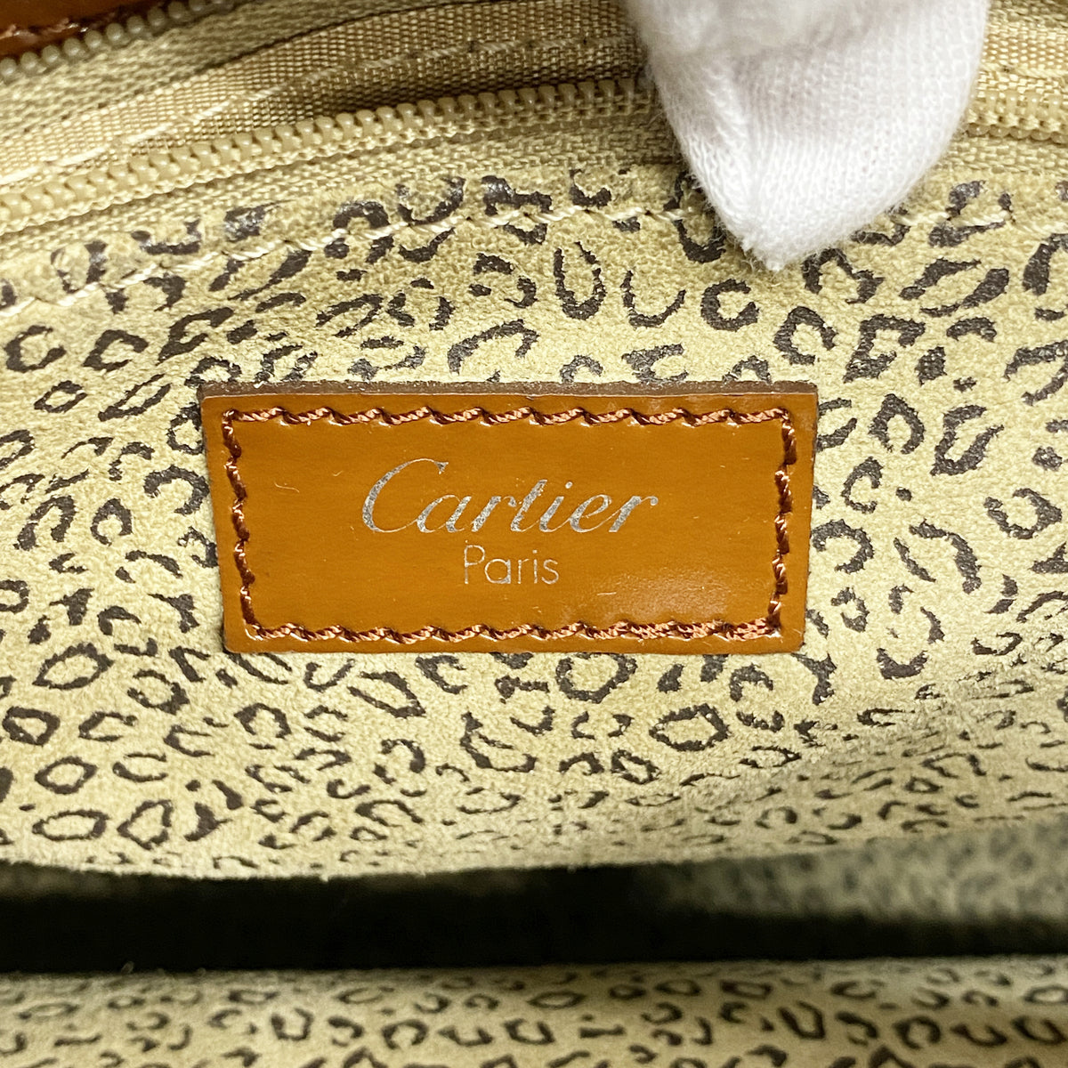 【6ke5167】カルティエ ハンドバッグ パンテール レザー ブラウン シルバー金具【中古】レディース