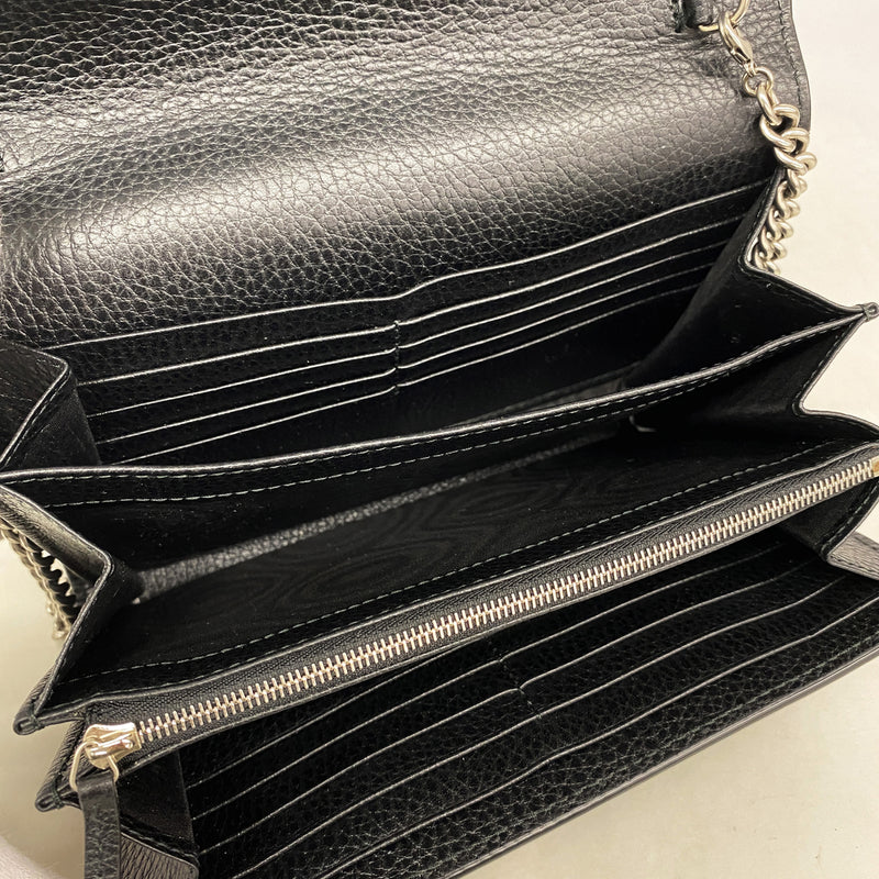 【6ke5168】グッチ ショルダーウォレット デュオニュソス 401231 レザー ブラック シルバー金具【中古】レディース