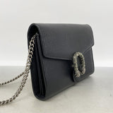 【6ke5168】グッチ ショルダーウォレット デュオニュソス 401231 レザー ブラック シルバー金具【中古】レディース
