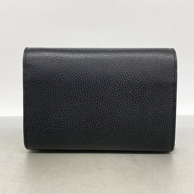 【6ke5168】グッチ ショルダーウォレット デュオニュソス 401231 レザー ブラック シルバー金具【中古】レディース