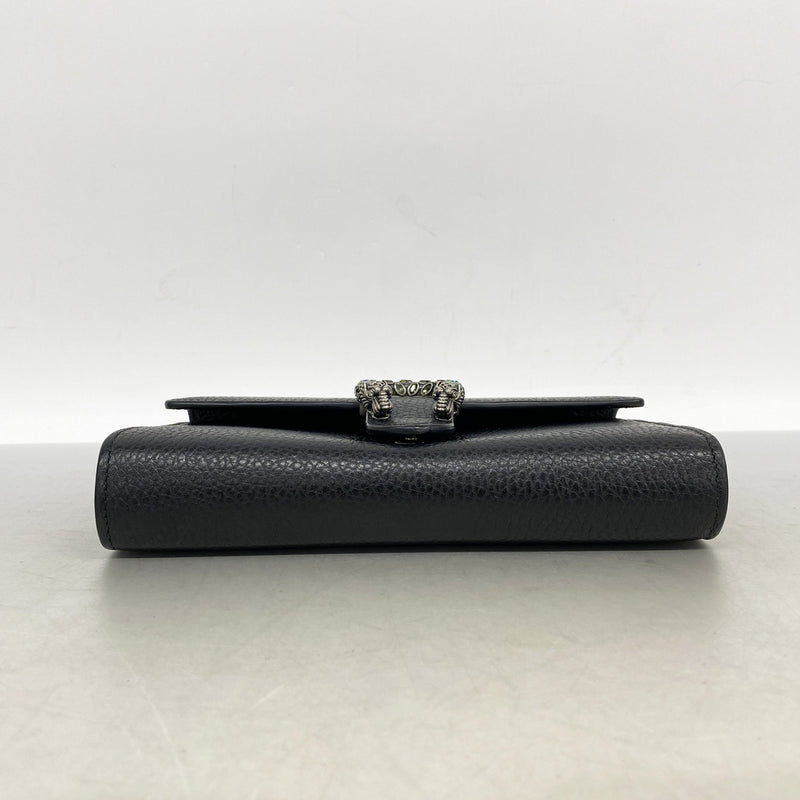 【6ke5168】グッチ ショルダーウォレット デュオニュソス 401231 レザー ブラック シルバー金具【中古】レディース