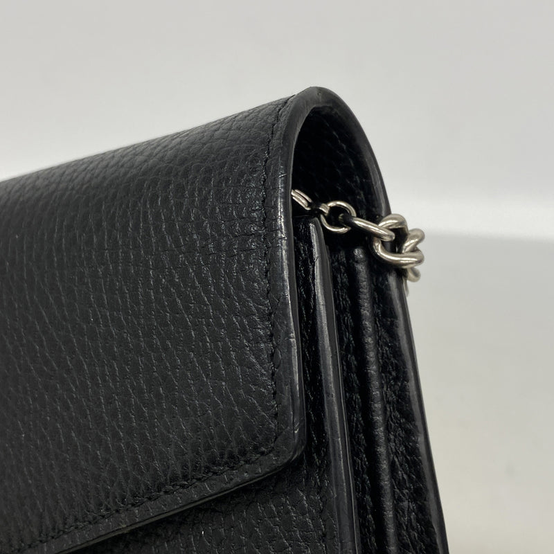 【6ke5168】グッチ ショルダーウォレット デュオニュソス 401231 レザー ブラック シルバー金具【中古】レディース