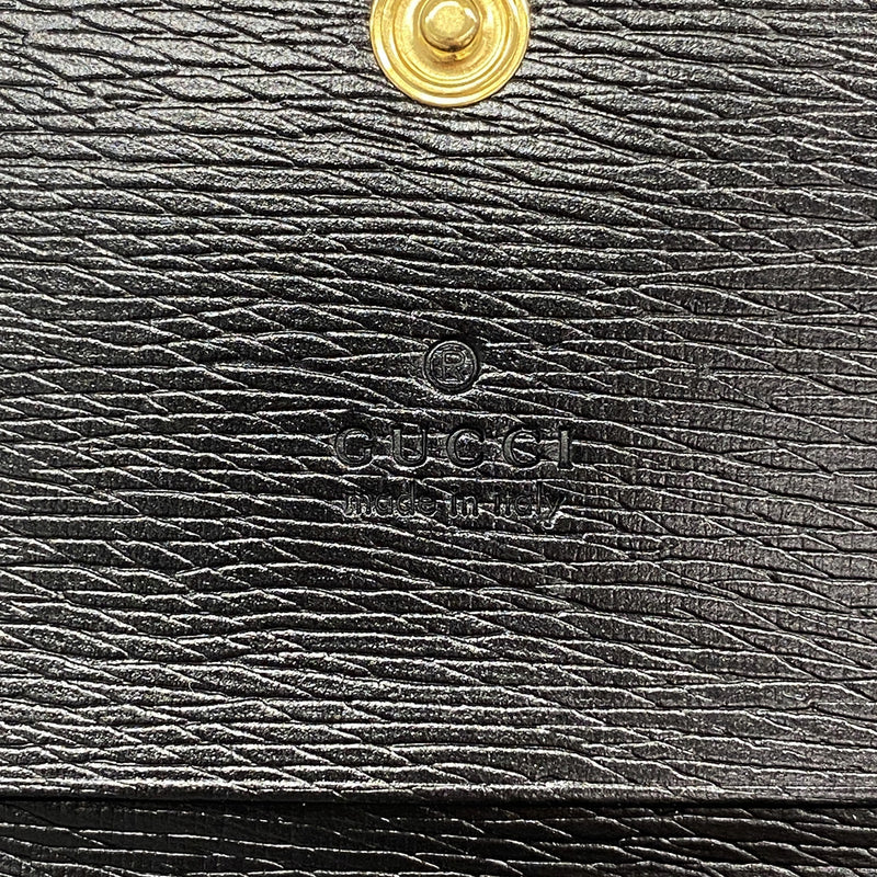 【6ke5170】グッチ カードケース 790101 レザー ブラック ゴールド金具【中古】メンズ レディース ユニセックス