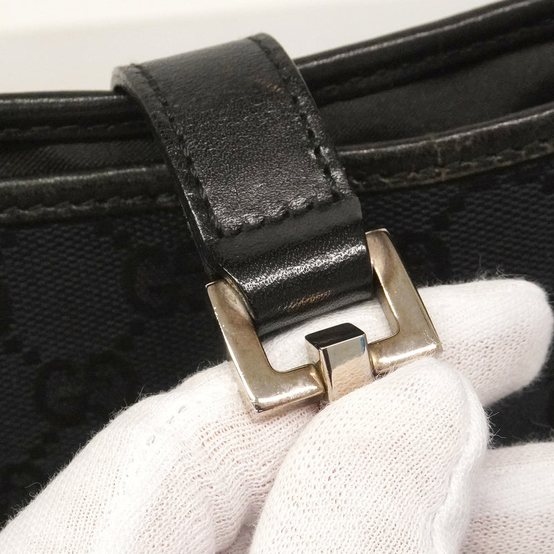【6ke5175】グッチ ショルダーバッグ GGキャンバス/ジャッキー 001 3306 キャンバス ブラック シルバー金具【中古】レディース
