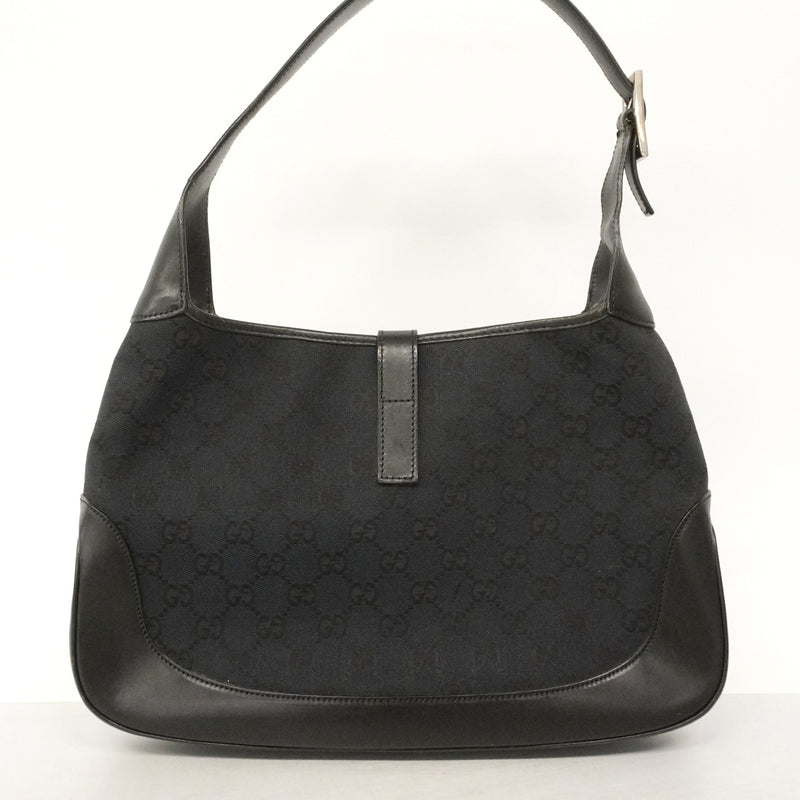 【6ke5175】グッチ ショルダーバッグ GGキャンバス/ジャッキー 001 3306 キャンバス ブラック シルバー金具【中古】レディース