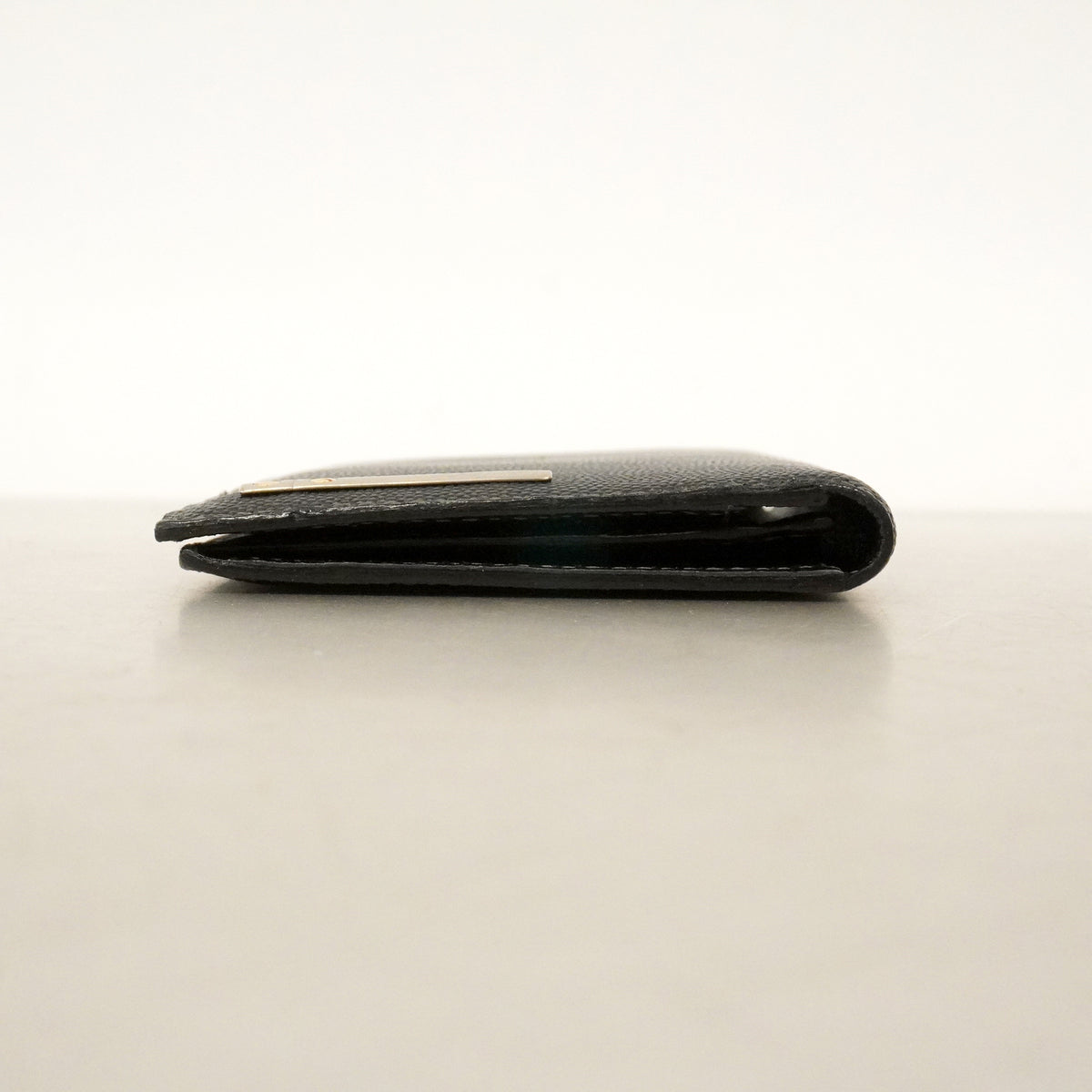 【6ke5176】カルティエ 札入れ サントス レザー ブラック ゴールド/シルバー金具【中古】メンズ