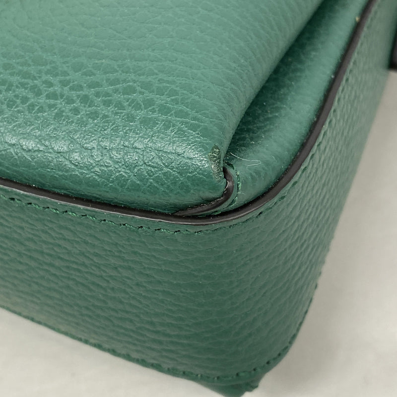 【6ke5189】グッチ ショルダーバッグ インターロッキングG 607720 レザー グリーン シャンパンゴールド金具【中古】レディース