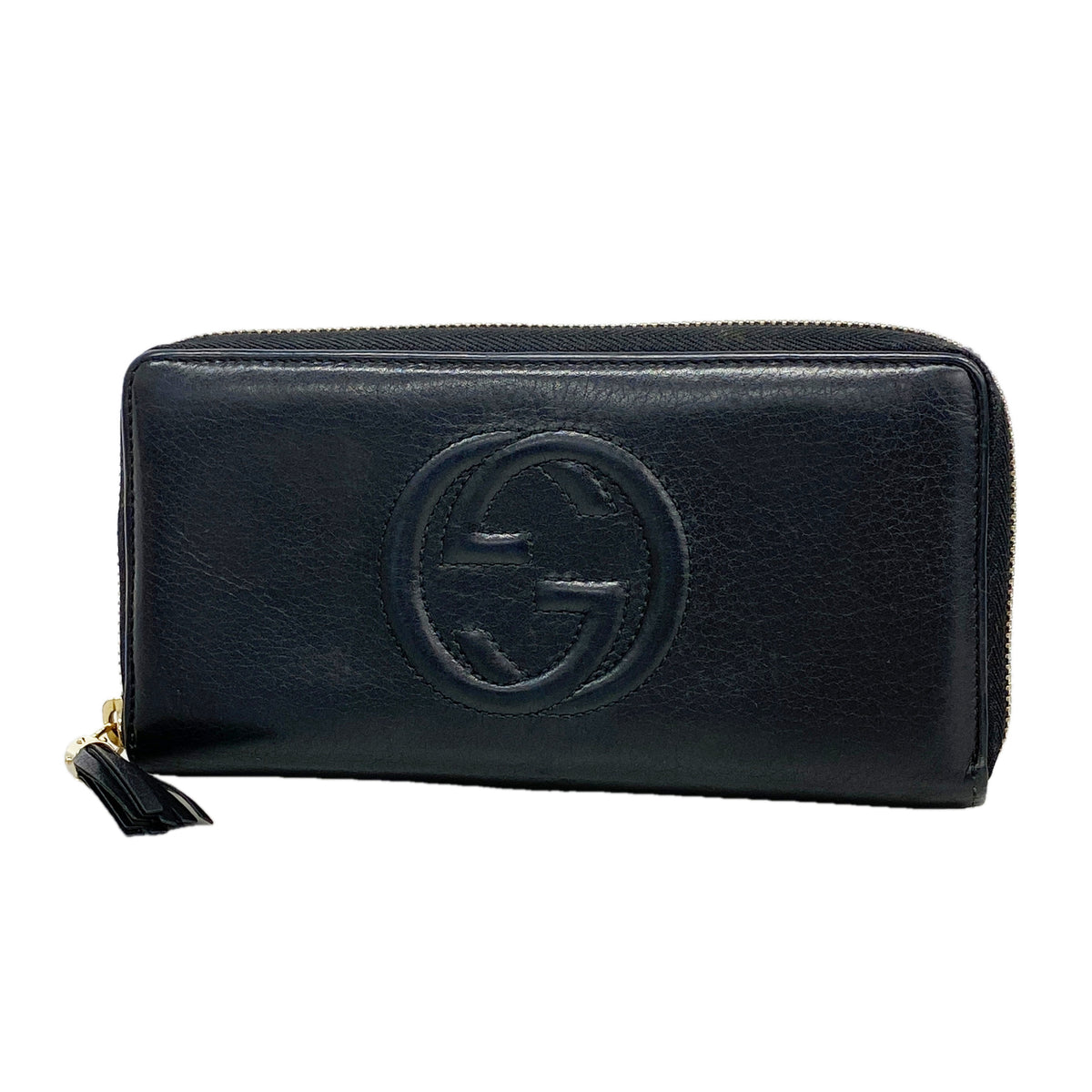 【6ke5190】グッチ 長財布 ソーホー 308004 レザー ブラック シャンパンゴールド金具【中古】レディース