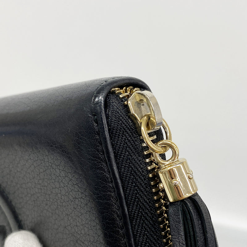 【6ke5190】グッチ 長財布 ソーホー 308004 レザー ブラック シャンパンゴールド金具【中古】レディース
