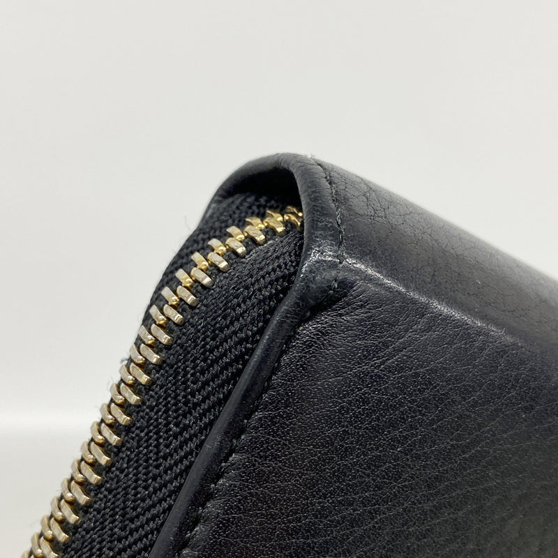【6ke5190】グッチ 長財布 ソーホー 308004 レザー ブラック シャンパンゴールド金具【中古】レディース