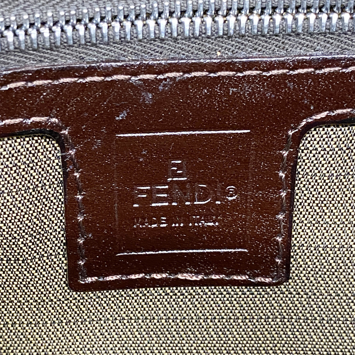 【6ke5191】フェンディ ハンドバッグ ズッカ ナイロンキャンバス ブラウン シルバー金具【中古】レディース