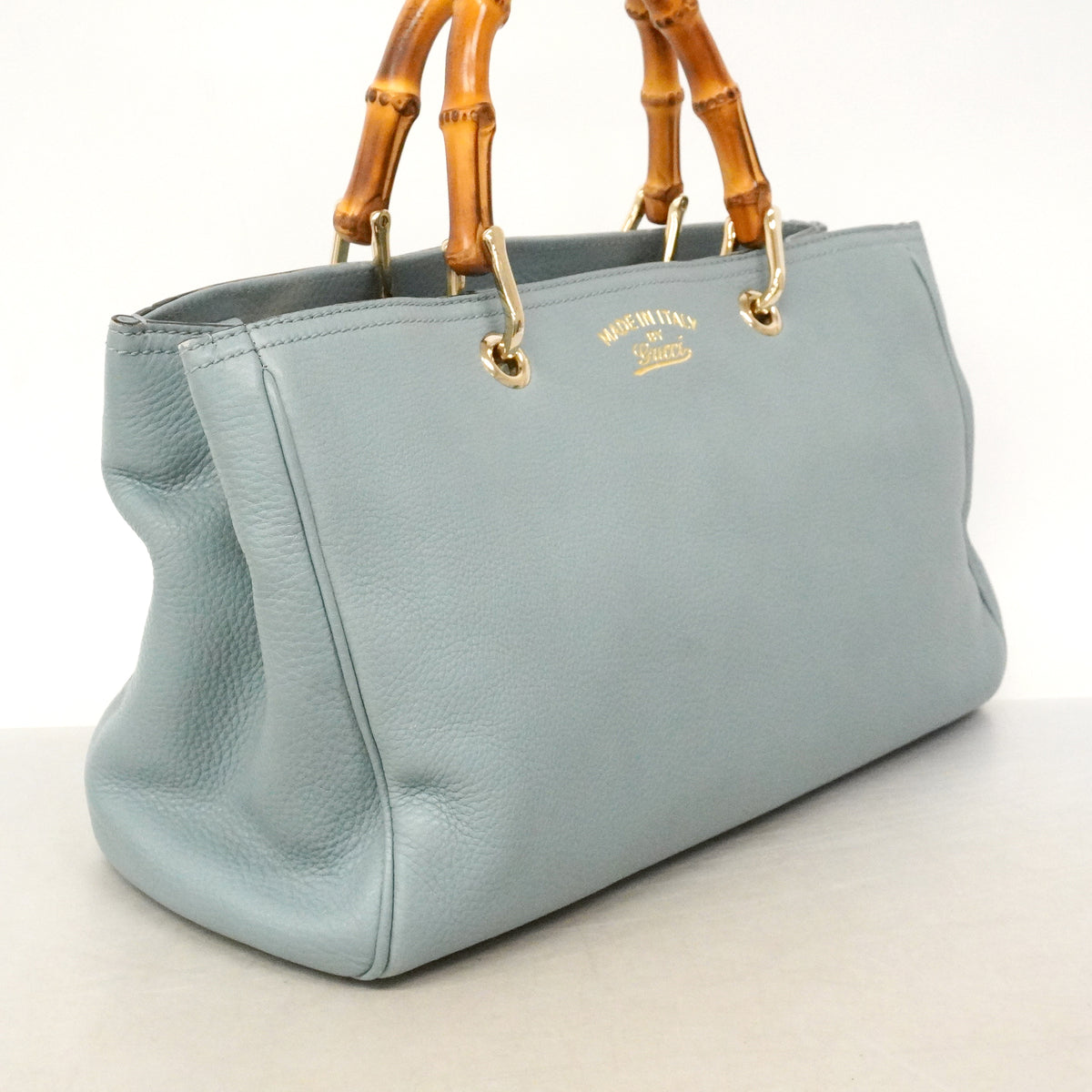 【6ke5196】グッチ ハンドバッグ バンブー 323660 レザー ブルー ゴールド金具 2wayバッグ【中古】レディース