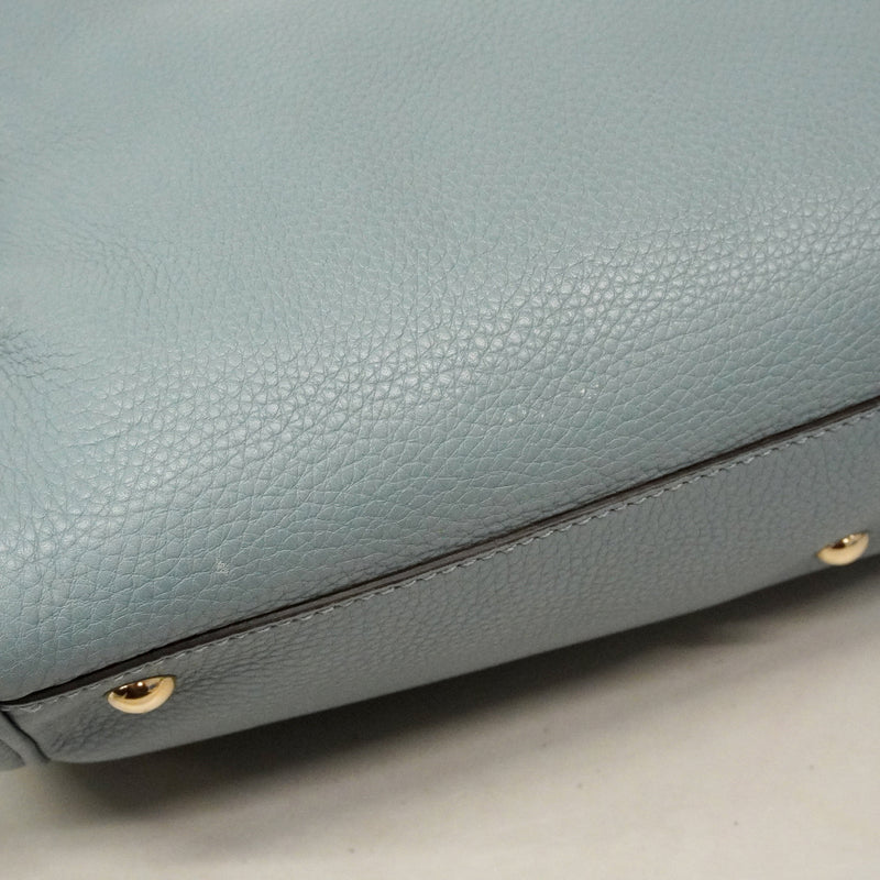 【6ke5196】グッチ ハンドバッグ バンブー 323660 レザー ブルー ゴールド金具 2wayバッグ【中古】レディース