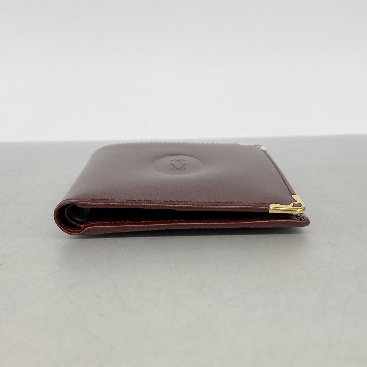 【6ke5235】カルティエ 財布 マスト レザー ボルドー ゴールド金具【中古】メンズ