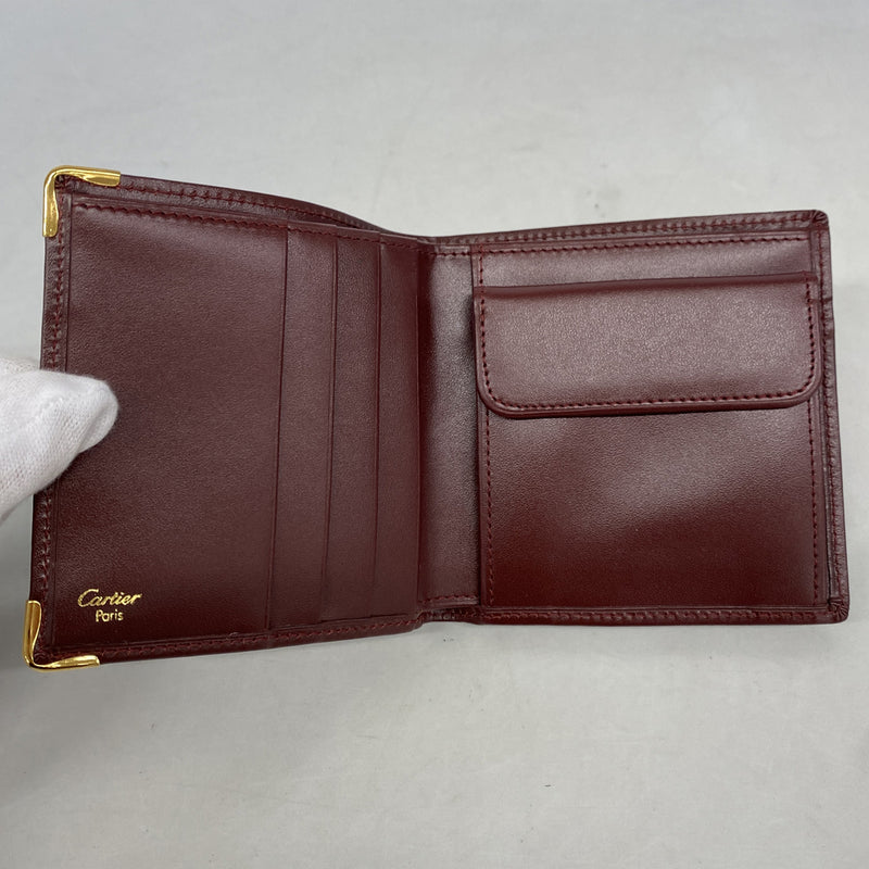 【6ke5235】カルティエ 財布 マスト レザー ボルドー ゴールド金具【中古】メンズ