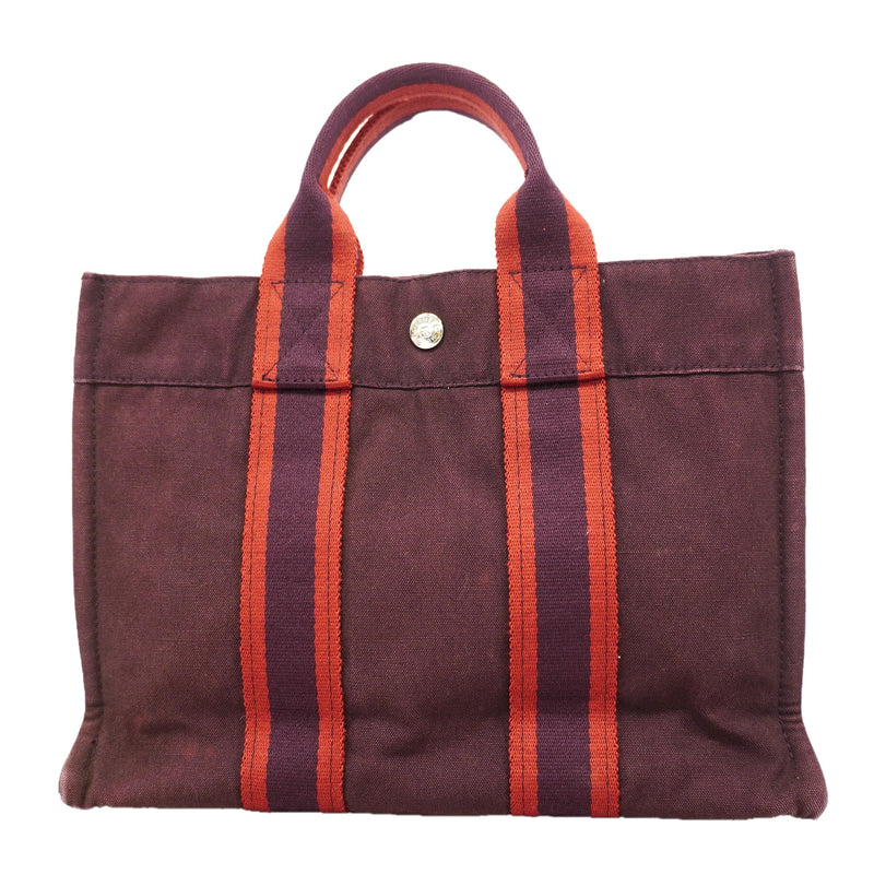 【6ke5245】エルメス トートバッグ フールトゥPM キャンバス ボルドー シルバー金具【中古】レディース