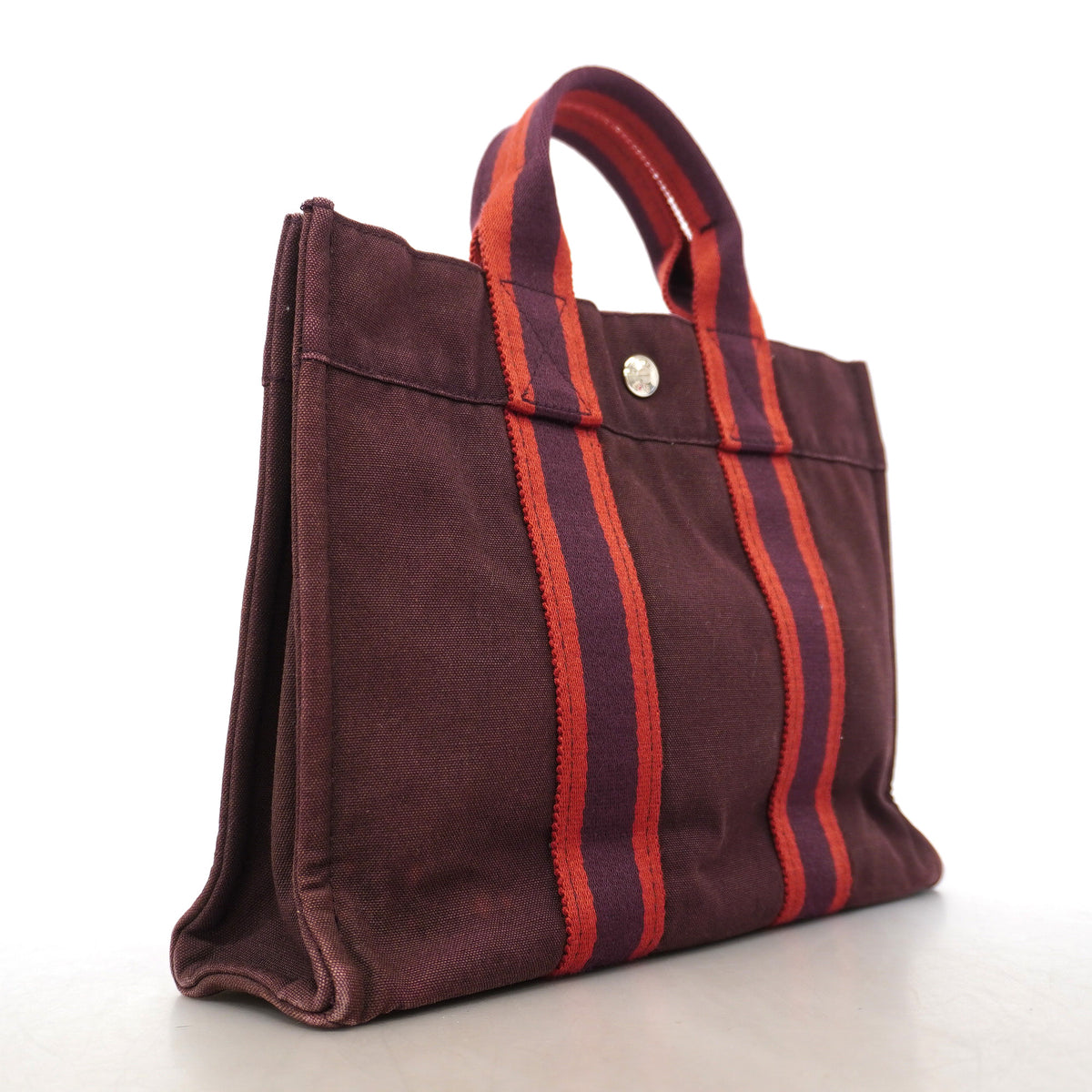 【6ke5245】エルメス トートバッグ フールトゥPM キャンバス ボルドー シルバー金具【中古】レディース